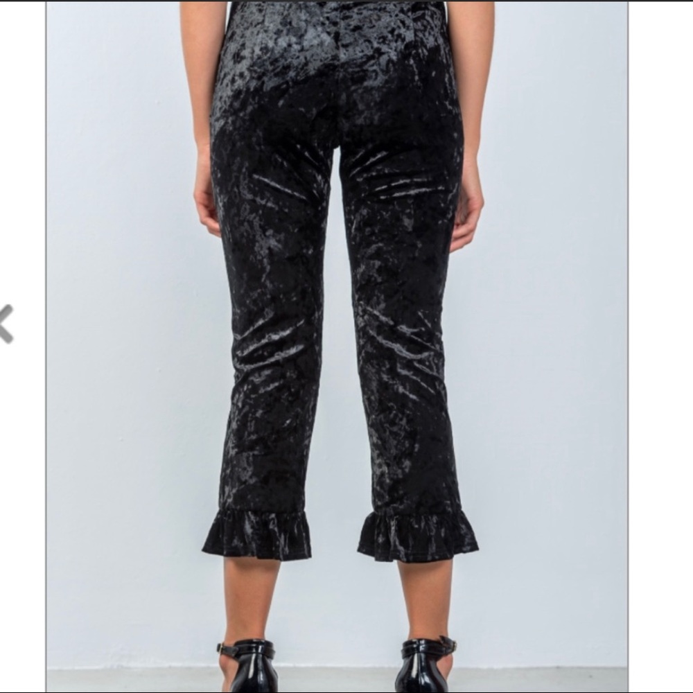 Black Velvet Crop Pants - Picture 6 of 7